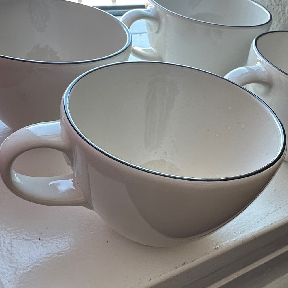 Pfaltzgraff White Mugs with Green Artichoke Flower Design - Picture 7 of 10